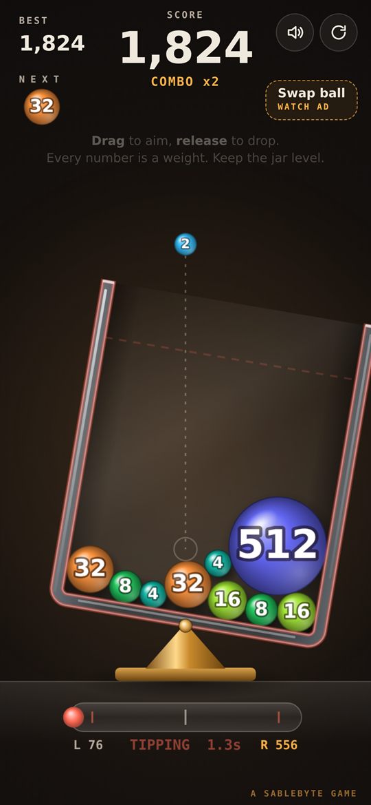 Poise warning: the jar tips under a heavy 512 ball and the level gauge turns red.